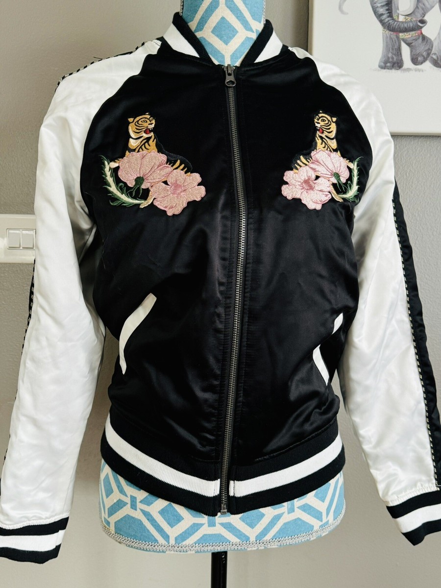 Vans  Embroidered Tiger Palm Tree Satin Jacket XS Skateboard California