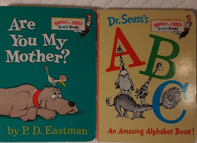 Lot of 2 Bright and Early Mini Board Books by Dr Seuss Are You My Mother & ABC