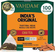 India's Original Masala Chai Tea Bags 100ct Non-GMO Gluten Free Spiced Loose Lea