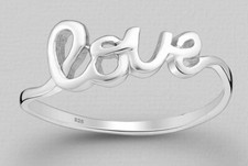 Solid Sterling Silver Love Promise Ring Band Stack 7mm 1.4g size 9