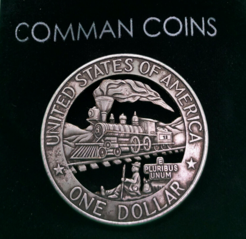 Hobo Cut Coin Train Tracks Railroad Homeless Man Travel American US Art Dollar - Afbeelding 1 van 7