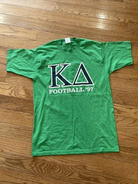 Vintage Kappa Delta Football 1997 T-Shirt Green Greek Sorority College Size L