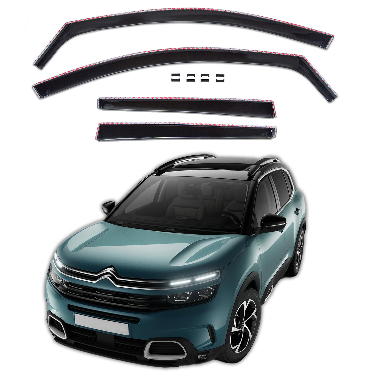 Déflecteurs d'air fumés pour Citroen C5 Aircross 2018-2025, design aérodynamique chic