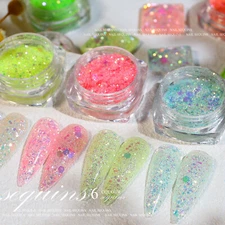 2 Pots Super Shiny Sequins Nail Art Glitter Dust Sparkly Pigment  Decoration DIY