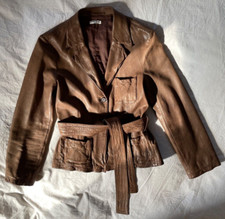 Miu Miu Leather Jacket With Belt Buttery Soft Brown Leather Xs Made In Italy