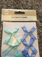 Craft Fabric Bows Pack Of 16 Blue Gingham And Mint Stripe