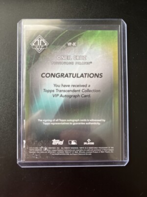 2021 Topps Transcendent Collection VIP Oneil Cruz Autograph RC #d 