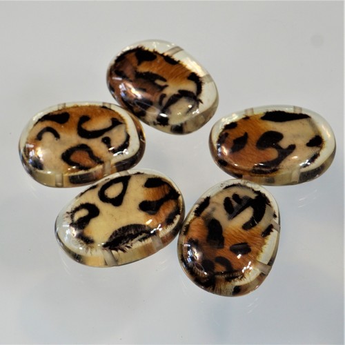 Craft Leopard Print 5 Acrylic Flatback Beads X Large 2.25 Inch