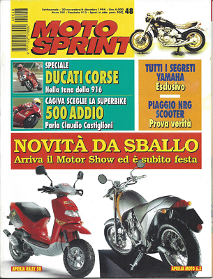 MOTO SPRINT N.48 NOV/DIC 94 CAGIVA DUCATI 916 PIAGGIO NRG APRILIA
