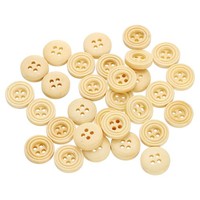 "30Stk 20L Diy NäHknöPfe 1/2\" Holz Runde 4-Loch BastelknöPfe, Beige"