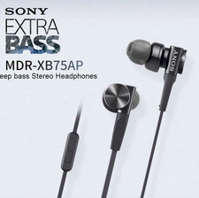 SONY MDR-XB75AP In-Ear Headphones Extra Bass Canal Type Black Japan New