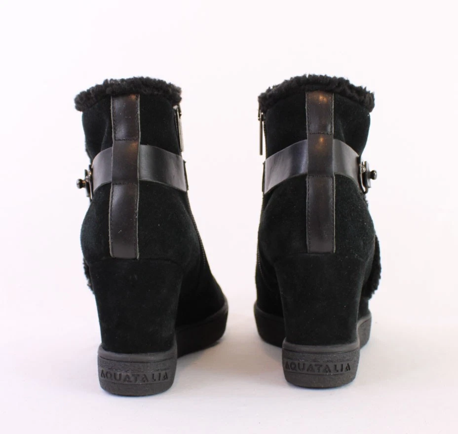 Aquatalia Negro Gamuza Polar Esfinge Tobillo Cuña Botín Bota Zapato 7 1/2 Foto 4 de 4