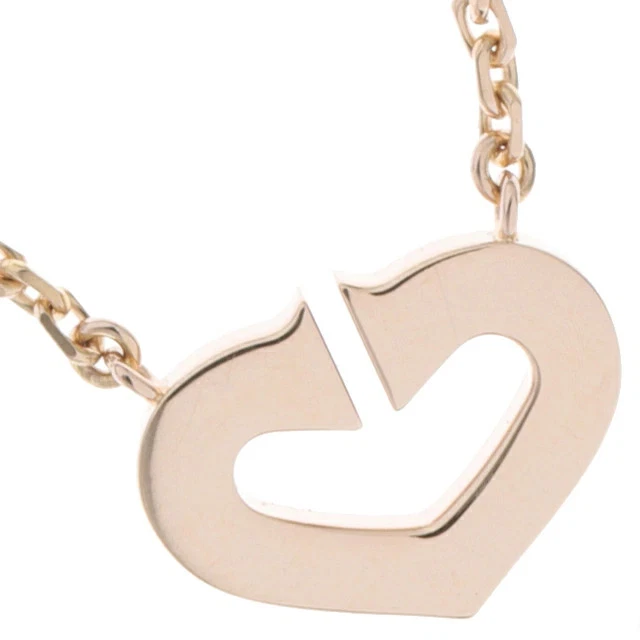 Cartier Pink Sapphire Heart Necklace K18 PG Authentic Used - Image 2 of 4