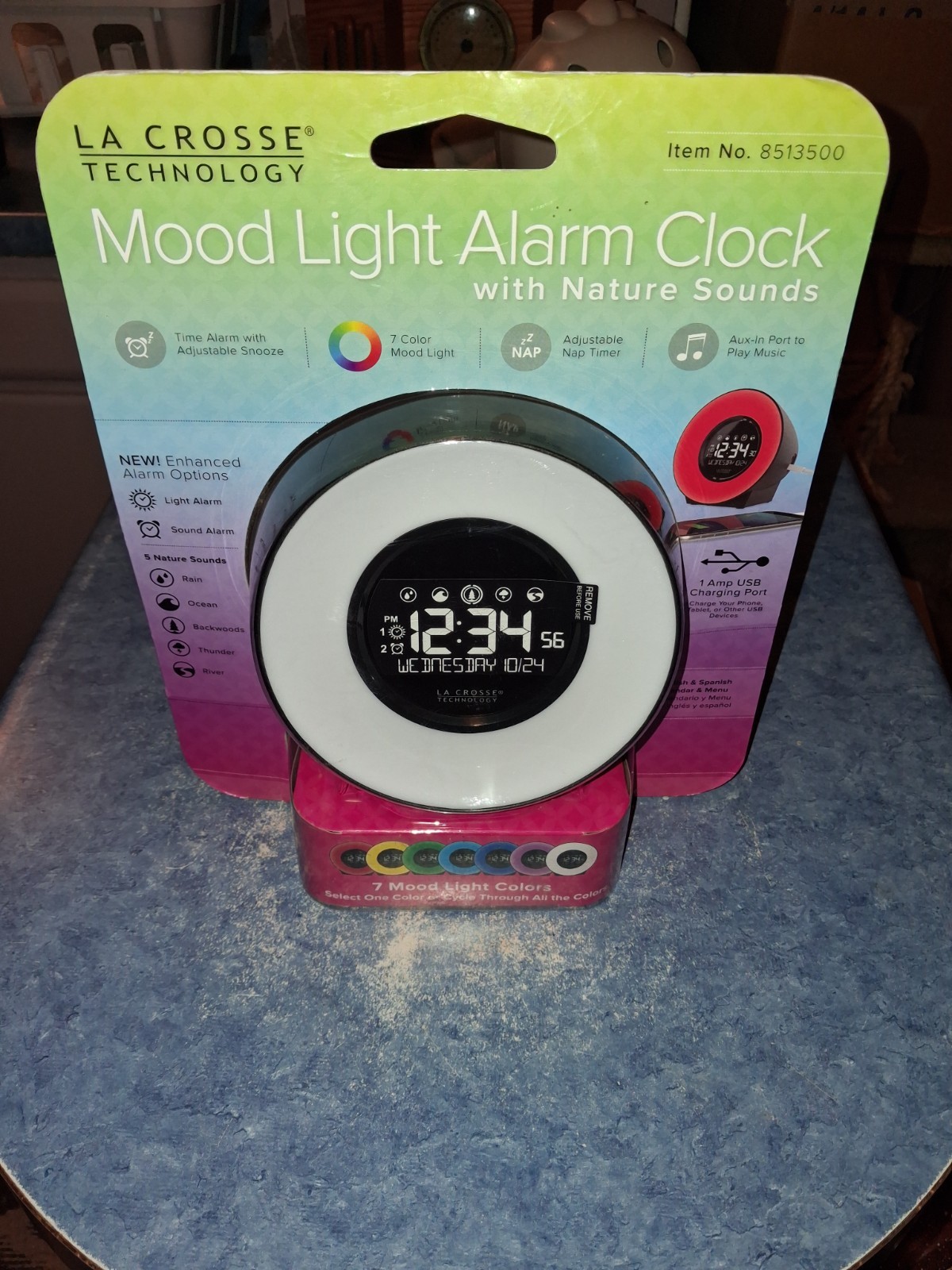 NEW LA Crosse Technology Mood Light Alarm Clock with Nature Sounds Digital Night photo
