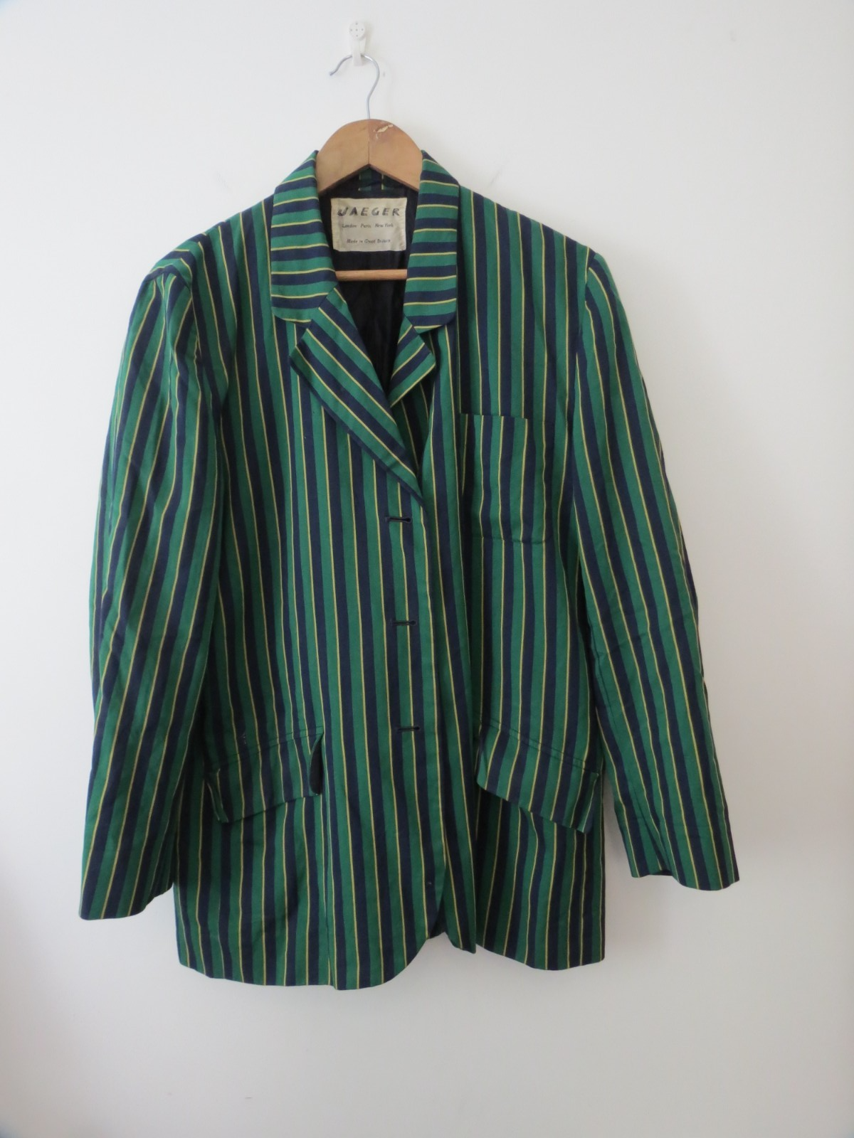 FILA JAEGER GIACCA BLAZER DONNA A RIGHE CANOTTAGGIO GRANDE VERDE BLU NAVY