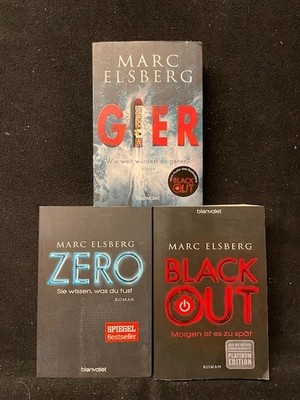 SAMMLUNG PAKET - 3 Taschenbücher - MARC ELSBERG - ZERO, GIER, BLACKOUT Black Out
