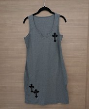 Damen Kleid Grau Kreuze Kurz Gr L