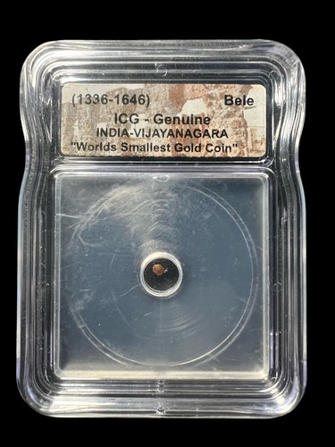 INDIA VIJAYANAGARA Bele GOLD 🏰 World’s Smallest Gold Coin 💎 ICG Genuine RARE ✨