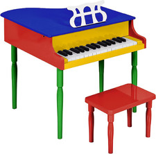 Kids Classic Wooden 30-Key Mini Grand Piano Musical Instrument Toy W/ Piano Lid,