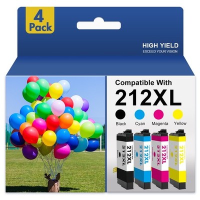 4PK 212XL T212XL Ink Cartridges for Epson WorkForce WF-2830 WF-2850 XP-4100 4105