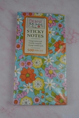 Debbie Mumm Floral Book of Sticky Notes Contains Memo Pad Notepads Marker Pads