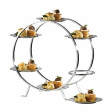 John Artis Ferris Wheel Food Stand with 6 x 13cm Stainless Steel Plates