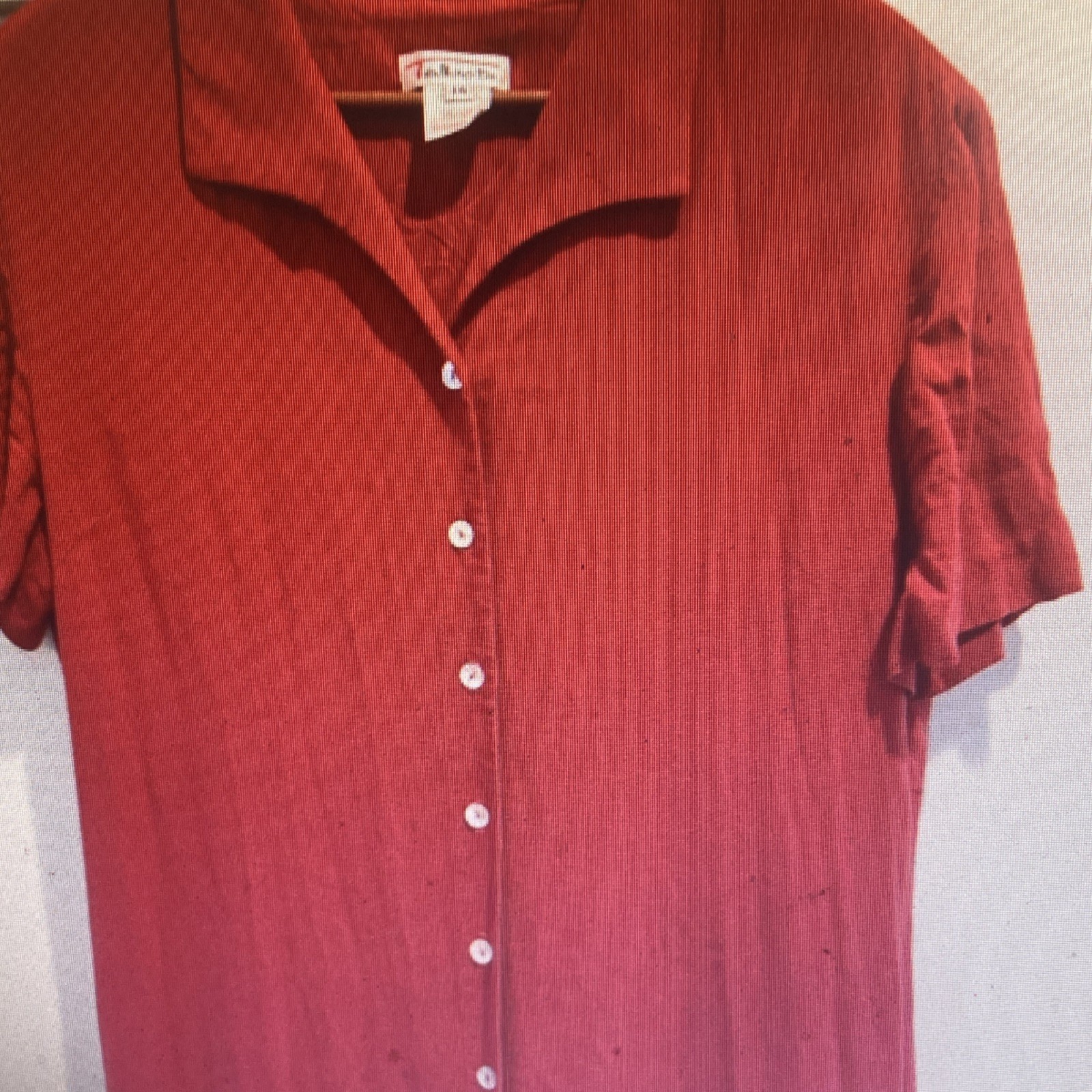 Talbots Red Collared Button Front Midi Shirt Dres… - image 8