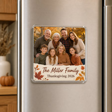 Personalized Thanksgiving Family Photo Magnet Custom Name Year