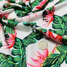Spandex Fabric Pink Floral Print Nylon 4-Way Stretch Swimsuit By the Yard