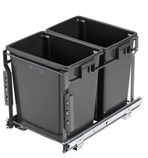 Double Pullout Trash Can for Under Cabinets Kitchen 32 Qt x 2 Garbage Recycling