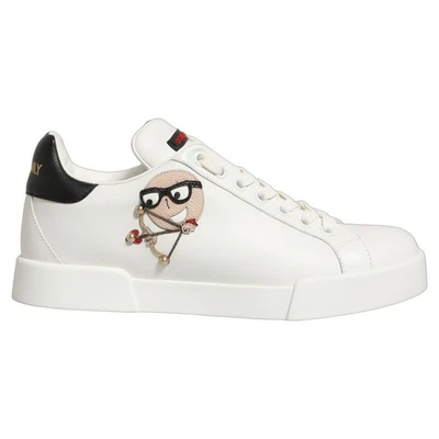 Chaussures DOLCE & GABBANA baskets blanches patch cuir de veau Nappa... - Photo 1/4
