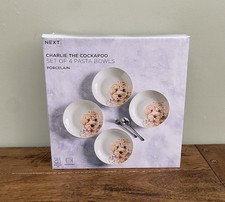 NEXT Pasta Bowls Charlie Cockapoo Dog Set Of 4 Table Serving - BNIB