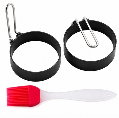 2 Pack Nonstick Egg Shaper Pancake Mold Ring Set Breakfast Cooking Omelet