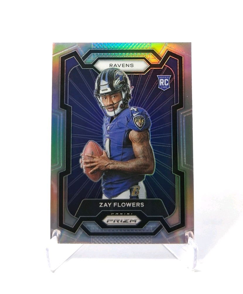Zay Flowers 2023 Panini Prizm Silver Prizm Variation Rookie (RC) #317- Ravens