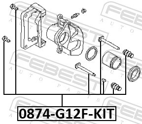 0874-G12F-KIT FEBEST Guide Bolt, brake caliper for ACURA,CHRYSLER,DODGE,EAGLE,HO - Picture 2 of 2