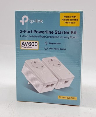 TP-Link TL-PA4022P AV600 2-Port Passthrough Powerline Adapter Kit - Neu & Versiegelt