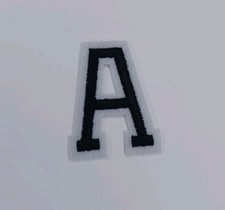Iron On Patch Embroidered Letter A Black 2" x 1.5" New