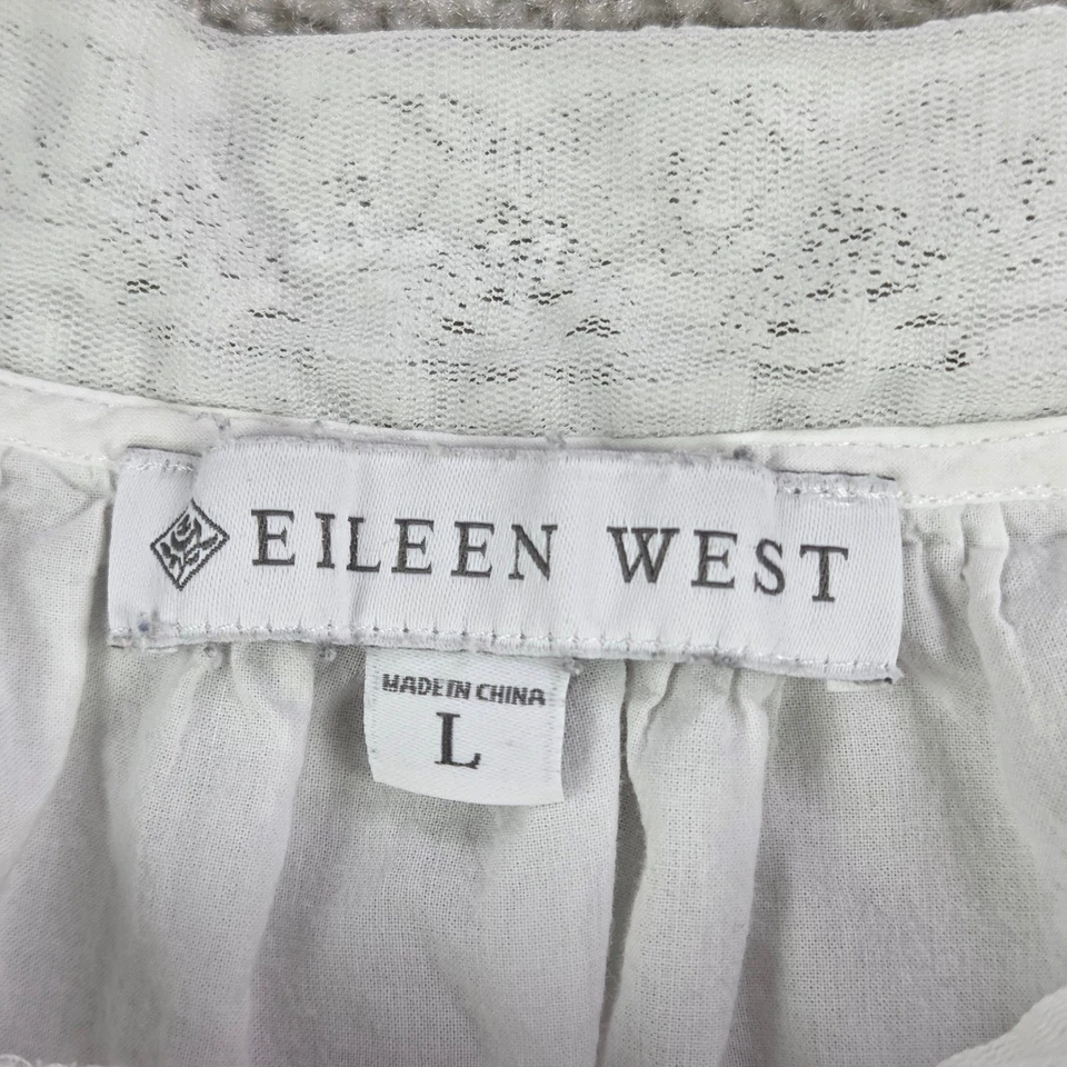 Camisón EILEEN WEST Blanco Algodón Encaje Cuello Cuadrado Botón Delantero L Foto 4 de 4