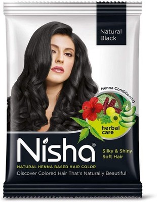 Nisha Henna Basierte Haarfarbe, Natürliches Schwarz, 10g Pro Set Mit 10
