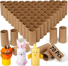 70 Cardboard Tubes: Strong Kraft Toilet Paper Rolls for Kids'