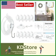 12-Pack Clear Suction Cup Hooks – Reusable, Heavy-Duty Accessories for Window...
