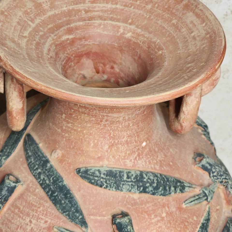 Terrakotta Bodenvase mit Bambusmotiv Stil großer dekorativer Topf 14" x 12"  - Bild 3 von 4