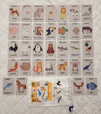 32 piece Bilingual Fully Washable Fabric Animal Flash Cards