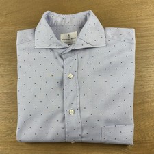 Emanuel Berg Shirt Mens M 15.5 Blue Geo Print Modern Fit Button Up Stretch
