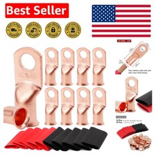 10pcs 1/0 AWG Heavy Duty Battery Lugs with Heat Shrink Tubing Set - 600V Safe