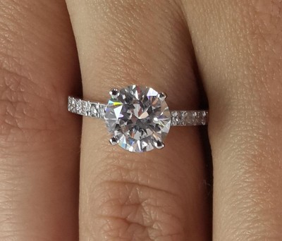2 Ct Cathedral 4 Prong Round Cut Diamond Engagement Ring SI2 H White Gold 14k