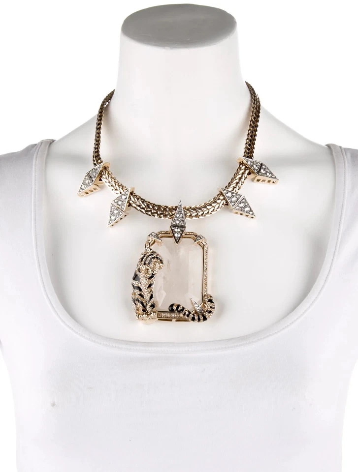 Collar de Oro Roberto Cavalli Mob Wife con Cristal Esmalte Tigre Colgante Contessa Foto 3 de 4