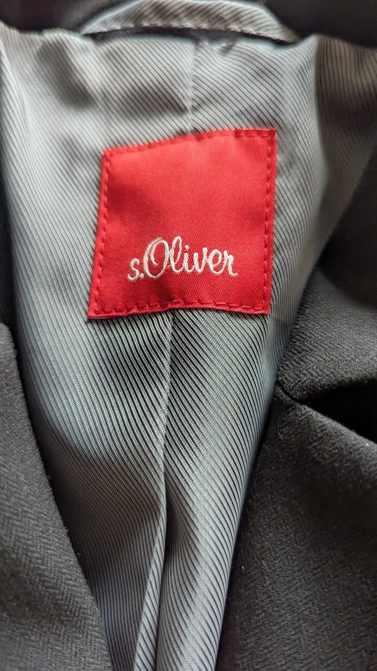 Blazer negro para mujer s.Oliver talla 6 chaqueta de carrera a medida 2 botones Foto 3 de 4
