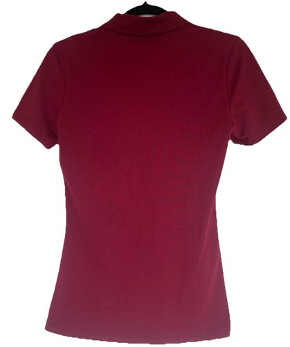 Polo Tommy Hilfiger donna taglia SP vestibilità classica misto cotone elasticizzato bordeaux - Foto 2 di 6