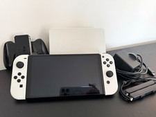 Nintendo Switch OLED Model 64GB White Console Dock JoyCons Charger Working